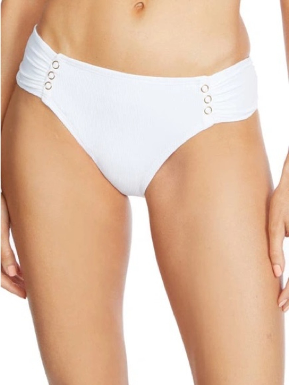 ROBIN PICCONE Amy Side Tab Bikini Bottoms In White